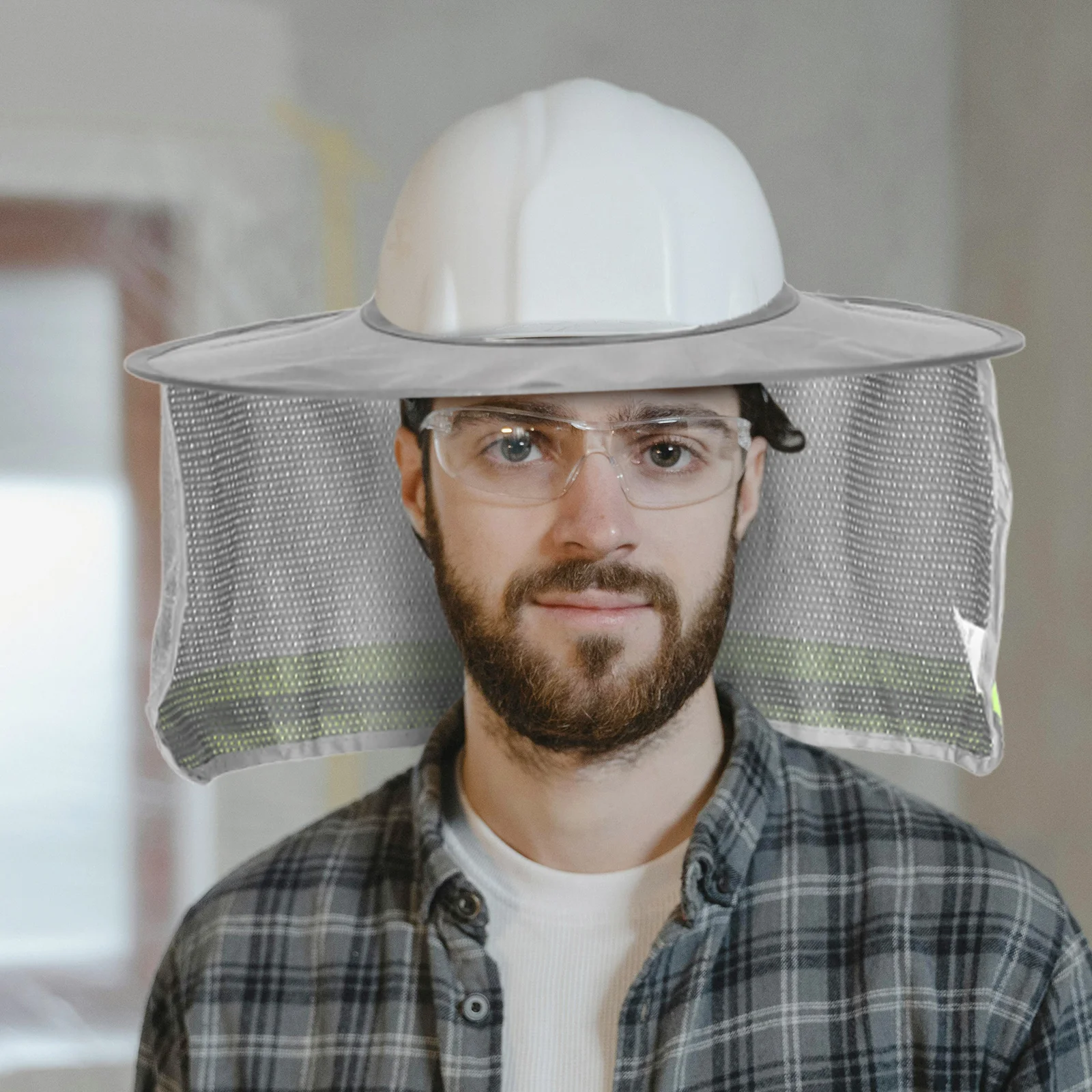 

Sunscreen Panels Shade for Hard Hat Construction Neck Brim Light Grey Cover Miss