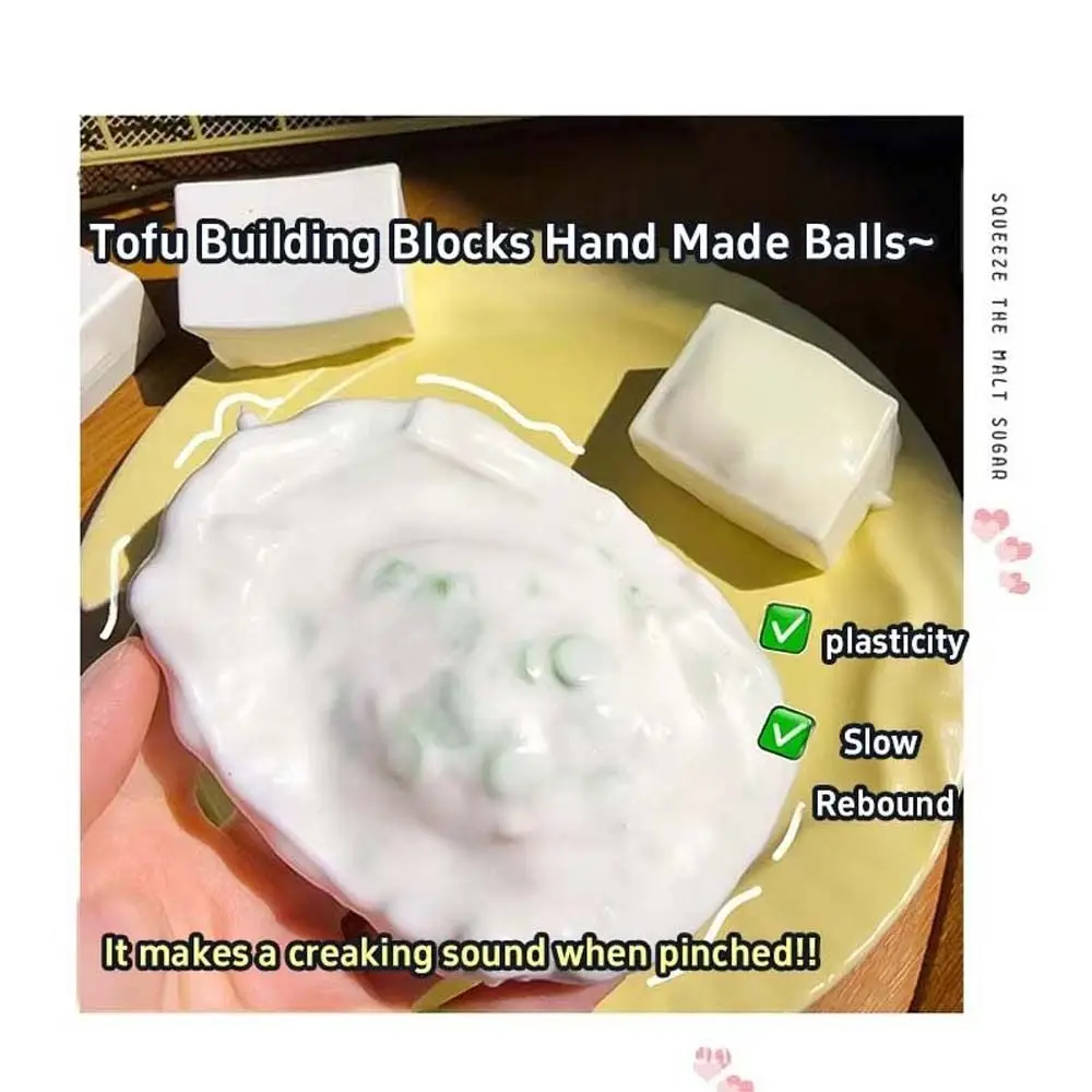 Satisfying Sound Effects Tofu-Shaped Squishy Self-Made Shapeable Crunchy Squishy Moldable Pinch Blocks Filled Squishy Student