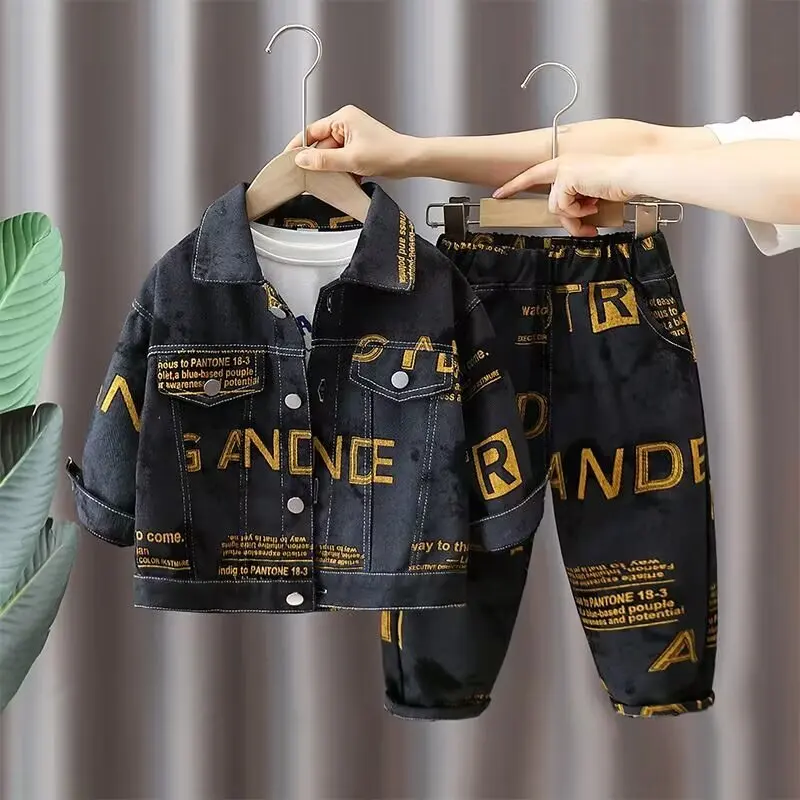 

Kids Boys Clothing Set Jacket Suit Spring and Autumn Clothing Children's Sportswear Set Boys' Baby Coat Pants Two-piece Set