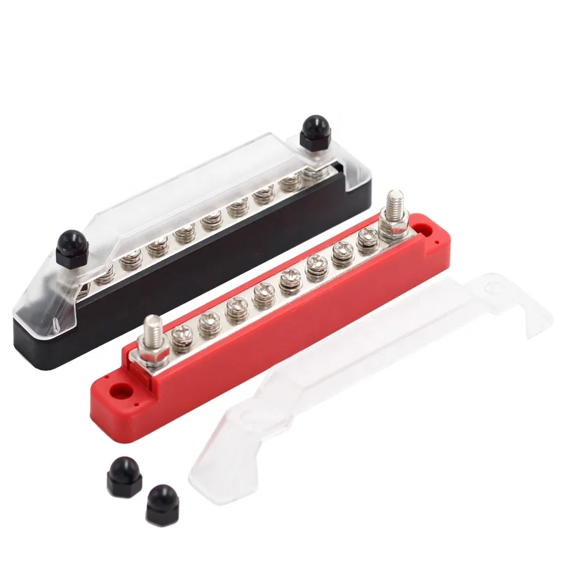 Power Distribution Block 2 x M6 Terminal Studs 8 x M4 Terminal Screws Boat Truck 12V-48V Bus Bar Terminal Block