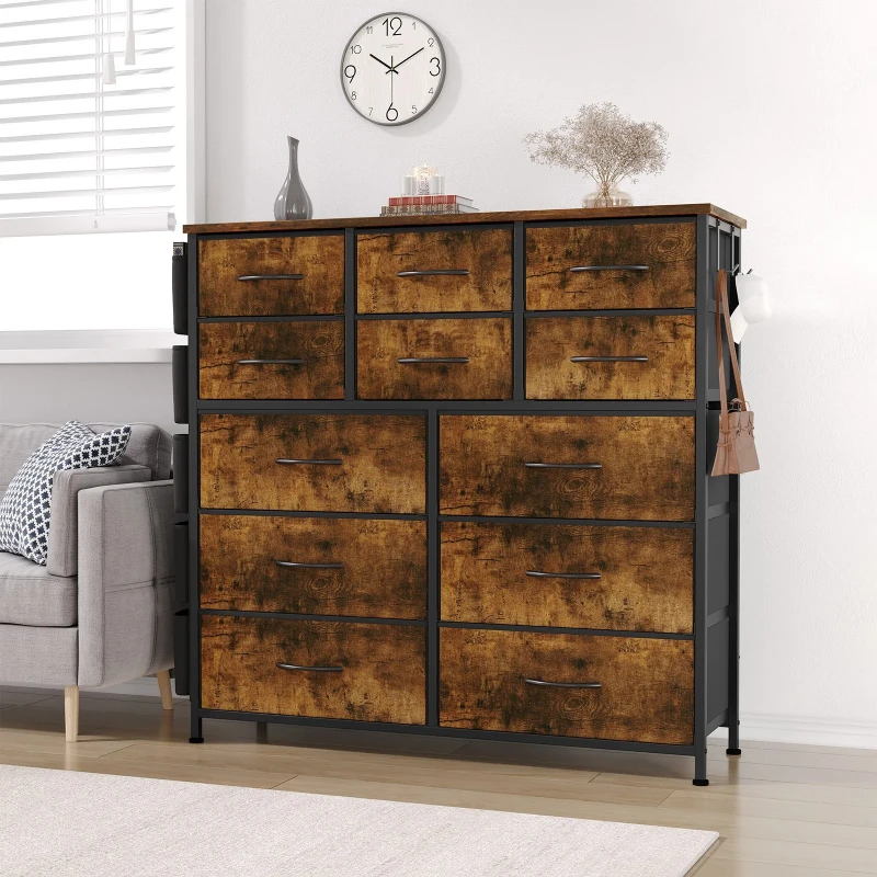 Dresser for Bedroom with 12 Drawer & Chests of Drawers for Hallway, Entryway, Storage Organizer Unit with Fabric Easy Pull Handl
