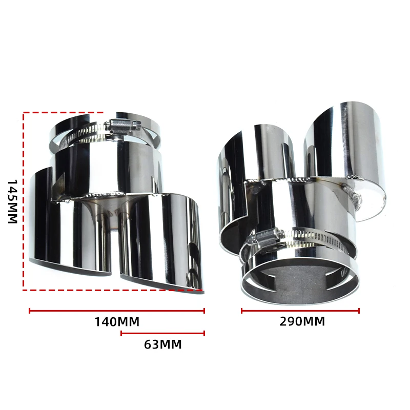 For DEX Exhaust Tips for 2019-2024 for G05 X5/G06 X6 Stainless Steel Silver/Black 1.5mm Thick Exhaust Pipes Muffler Nozzle