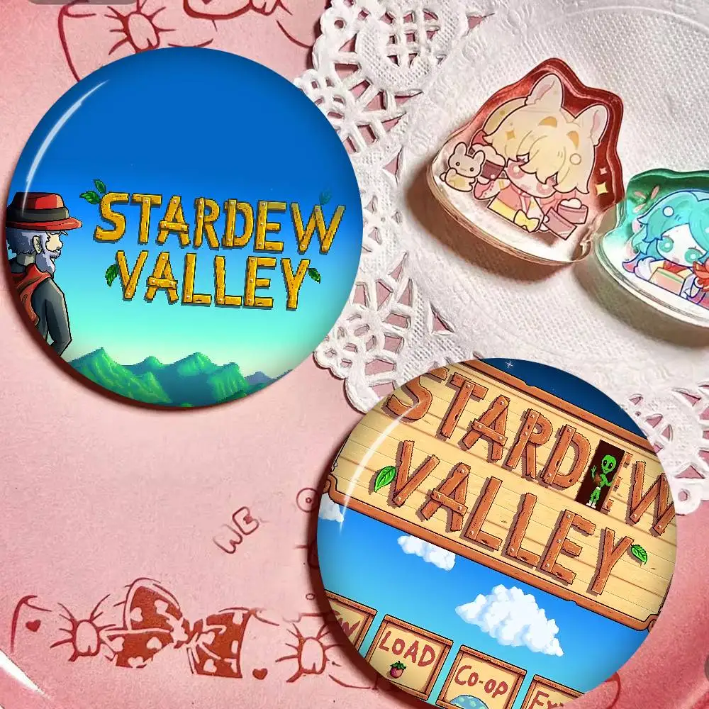 Stardew Valley game 32/44/58mm Round Cartoon Brooches Handmade Pins for Backpack Jewelry Accessories Gifts Creative Badge view 5