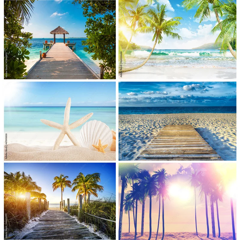 

ZHISUXI Tropical Sea Beach Palms Tree Photography Background Natural Scenic Photo Backdrops Photocall Photo Studio 211227-HHB 06