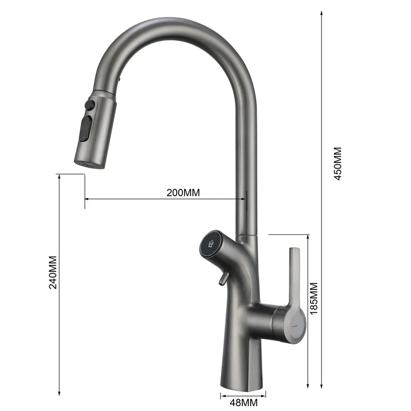 Light Luxury Brushed Gold Kitchen Hot and Cold Faucets Include Water Purifier 3-in-1 Dishwasher Splash-Proof Faucet Pulling Taps