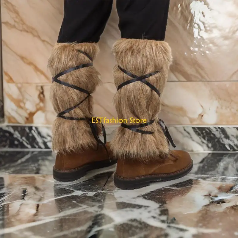 Y5GC średniowieczny futrzany skórzany cieplej nóg z regulowanym paskiem średniowiecznym straży nóg Halloween Cosplay Akcesoria