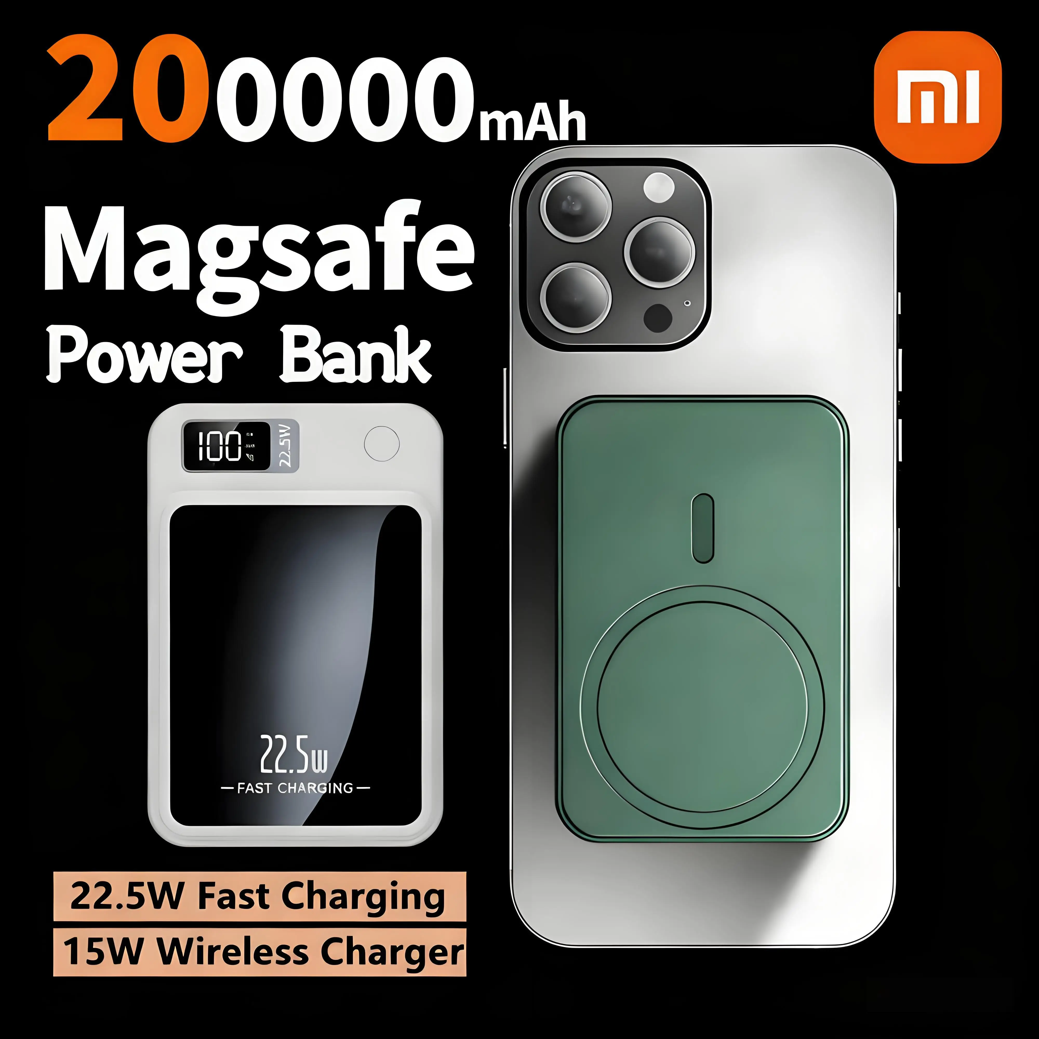 Xiaomi-cargador rápido inalámbrico magnético de 200000mAh para batería auxiliar portátil Magsafe para iphone, Huawei y Samsung