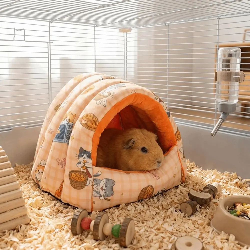Thickened Winter Hamster Cotton Nest Soft Cartoon Hamster Warm Nest Bottomless Semi Closed Guinea Pig Hideout