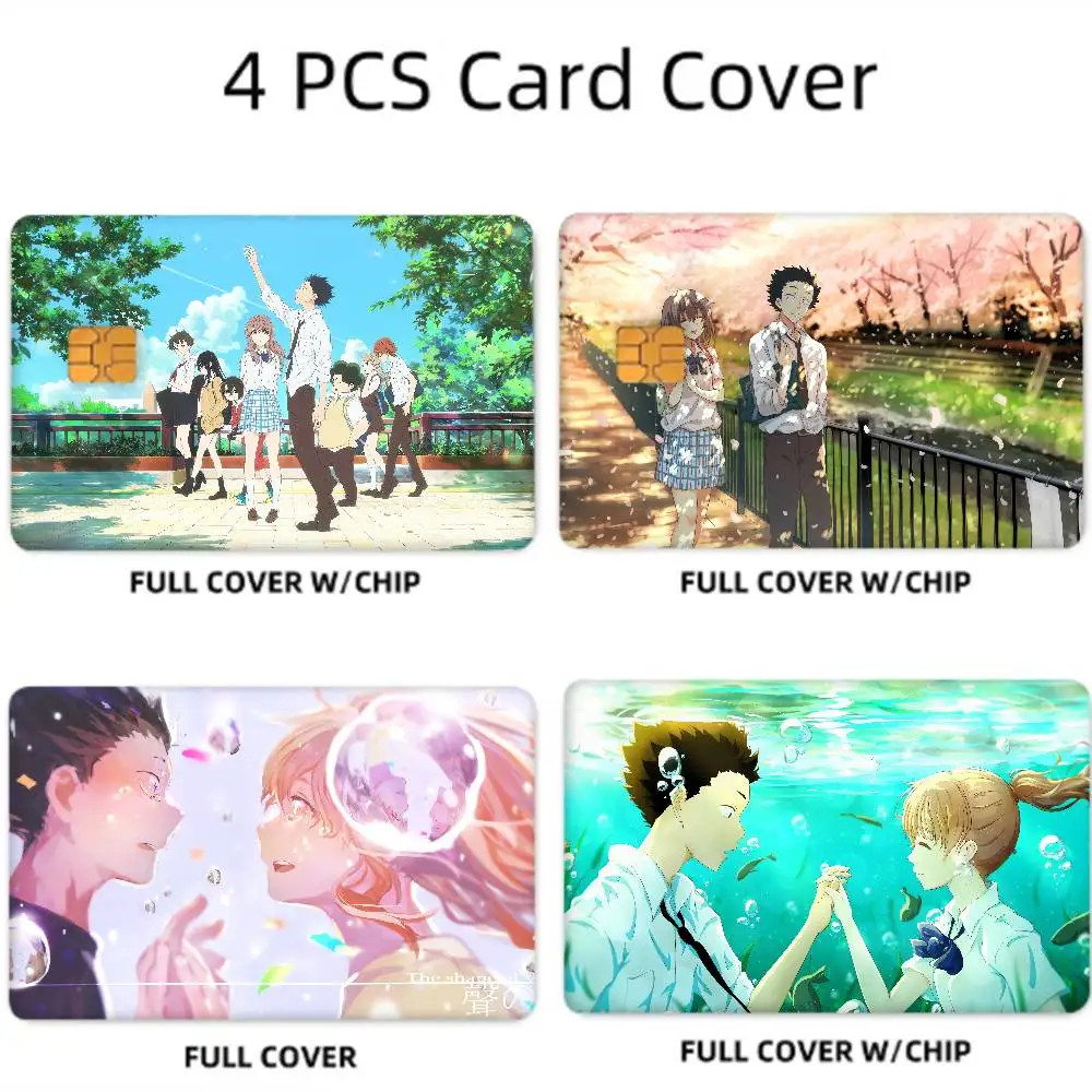 Anime A Silent Voice Anmie 4pcs 1Set Sticker Film Skin Cover For Credit Card Debit Bank Card Front