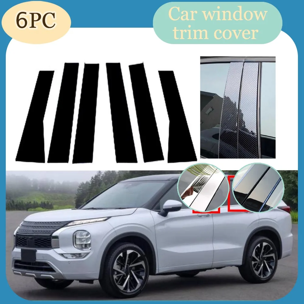 

Silver Carbon Gloss Black Pillar Posts Fit For Mitsubishi Outlander 2022 2023 Window Decor BC Column Sticker Trim Cover Sticker