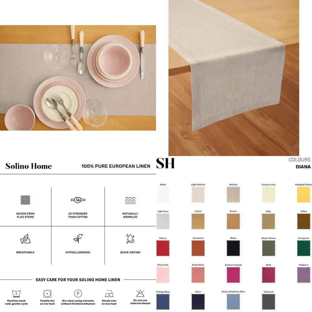 

Pure Linen 14 x 108 Table Runner for Seasonal Dining - Fall, Autumn, Thanksgiving, Christmas