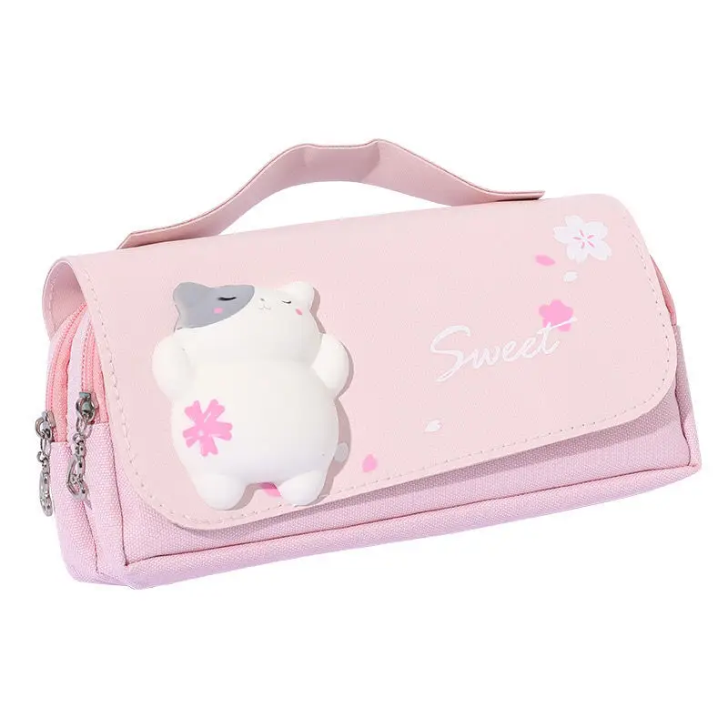 Imagem -05 - Material Escolar Papelaria Kawaii Escola Estojos Lápis para Meninas Bolsas Canetas Bonito Coreano Papelaria Coldres Supply Store Estética