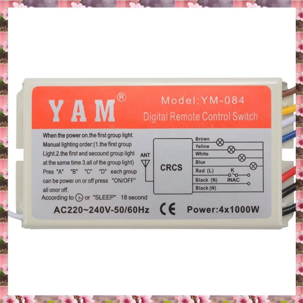 

Цифровой беспроводной настенный переключатель 2025 Yam, разветвитель + пульт дистанционного управления, 4-портовая световая лампа, цифровой беспроводной настенный выключатель Yam, разделенный