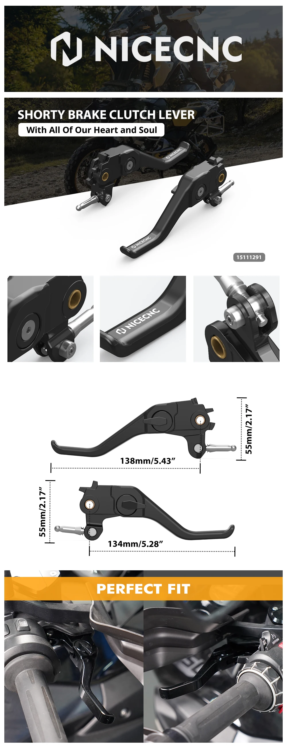 Shorty Bremskupplungshebel für BMW R1250GS R1200GS Adventure R1250 1200GS R nineT R1200R R1200RS R1200RT R1250R R1250RS R1250RT – Detail 2