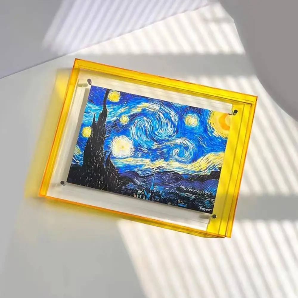 New Translucent Acrylic Photo Frame Colorful Message Board Holder Picture Frame Holder Magnetic Photo Display Stand Desk Display