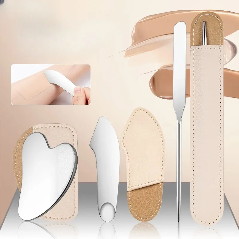 Nueva pala de maquillaje para base, palo mezclador de colores, raspador líquido de acero inoxidable, paleta de máscara Facial de doble cabezal, herramienta de maquillaje