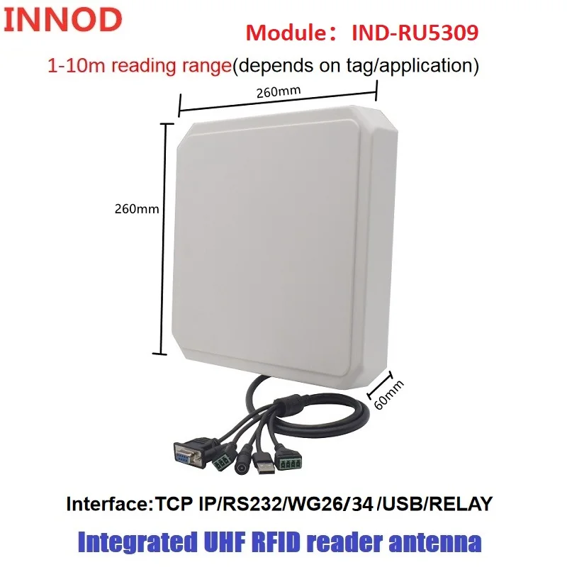 10M TCP/IP uhf rfid reader long range USB RS232 WG26 WG34 RELAY free SDK for parking and warehouse management