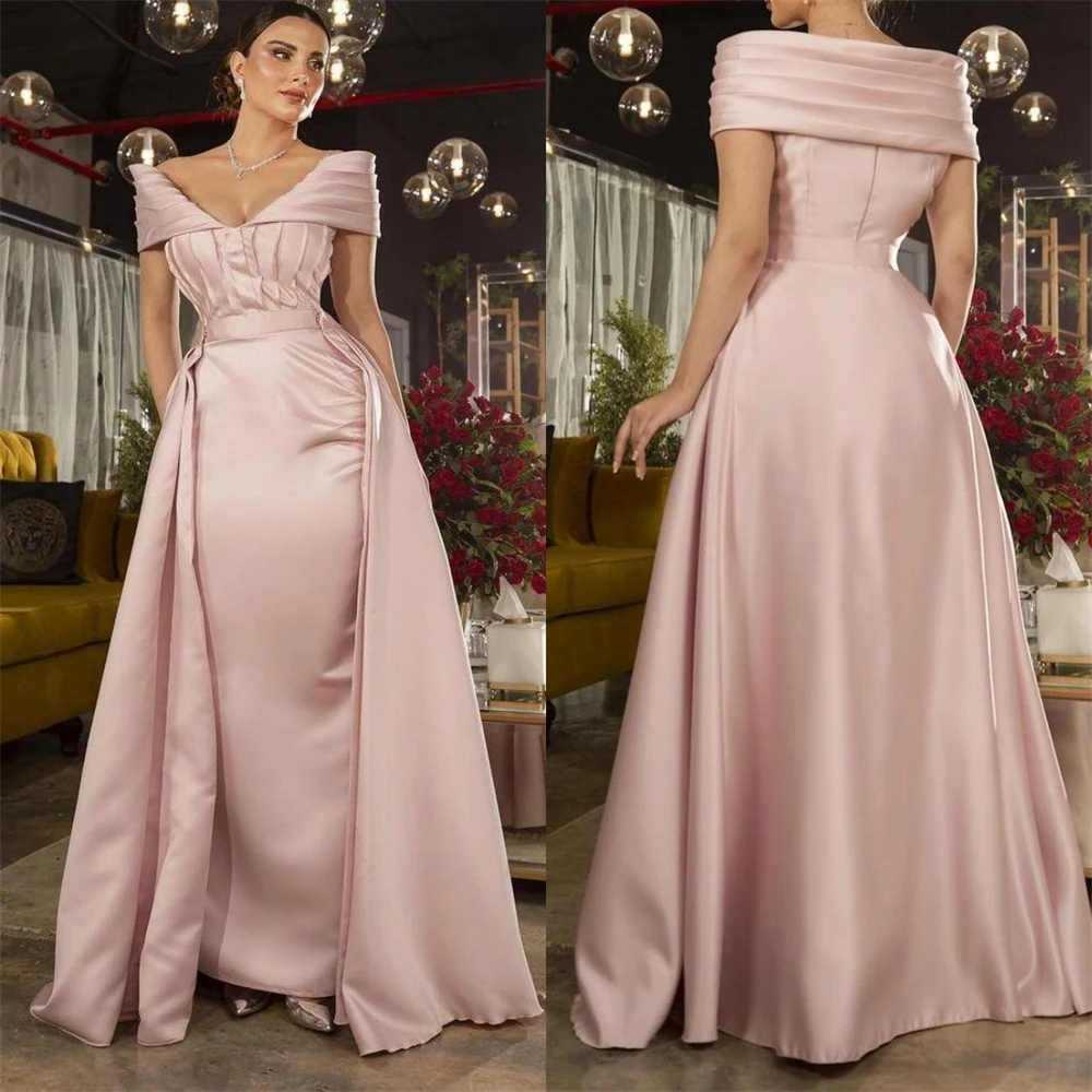 

Jiayigong Evening Satin Draped Pleat Ruched Homecoming A-line Off-the-shoulder Bespoke Occasion Gown Long Dresses