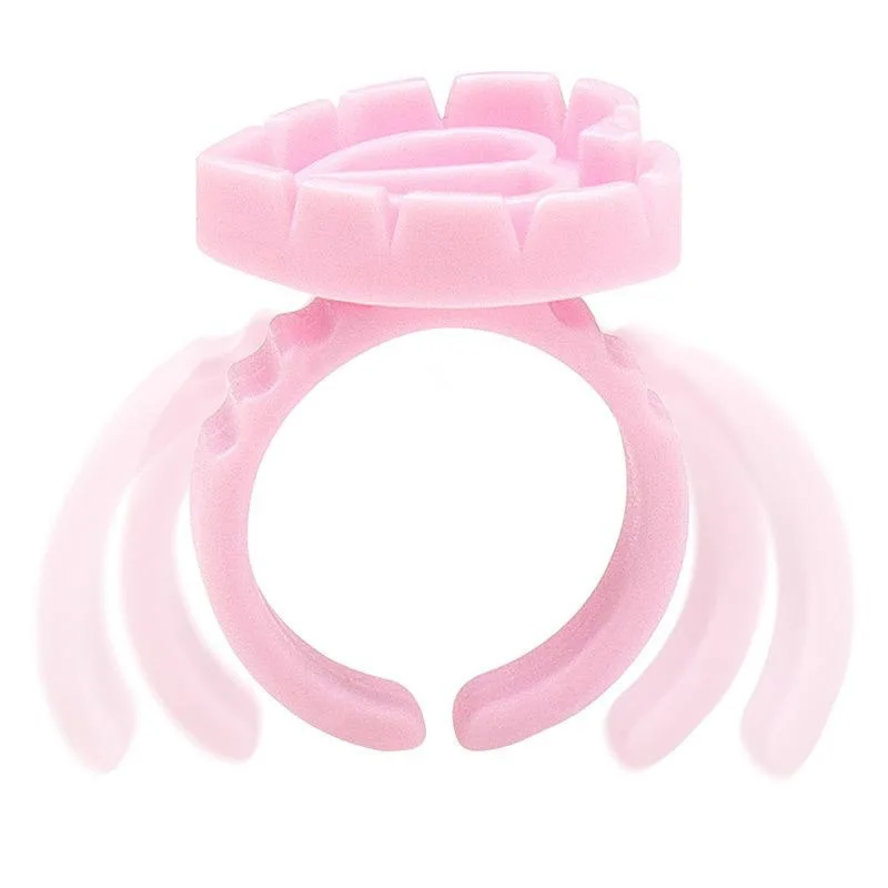 500 sztuk uchwyt pierścieniowy do przedłużania rzęs jednorazowe kubki na klej w kształcie serca dla inteligentnych fanów rzęs i materiałów do przedłużania kwiatów