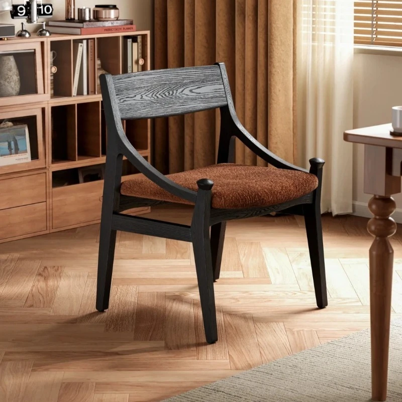 Armchair Light Luxury Cafe Soft Bag Surface Dining Chair Log Premium Retro Negotiation Back