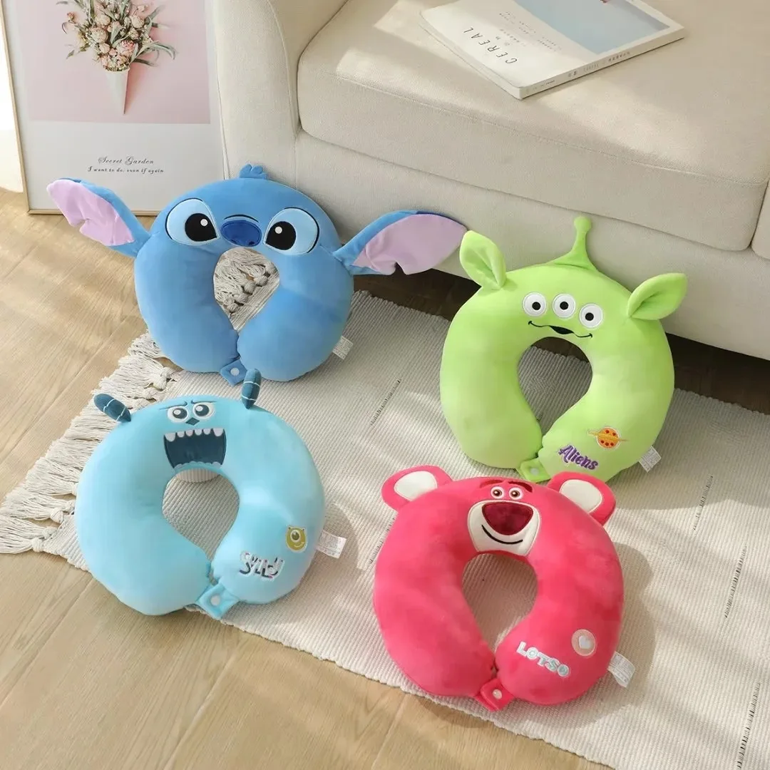Disney Kawaii Anime Stitch Lotso Sullivan Alien Travel Relax U-Shaped Neck Guard Nap Pillow Cartoon Adult Surprise Gifts Fashion