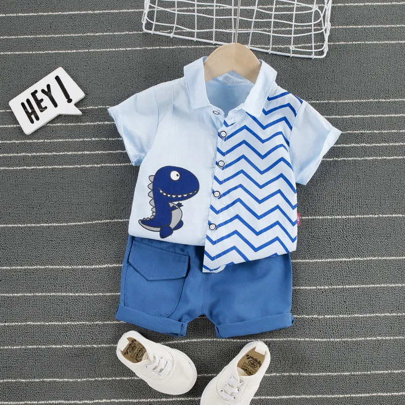 New Summer Children Kids Girls Boys Clothes Infant Dinosaur Shirt Shorts 2pcs/Set Kids Cotton Toddler Costume 1 2 3 4 Years