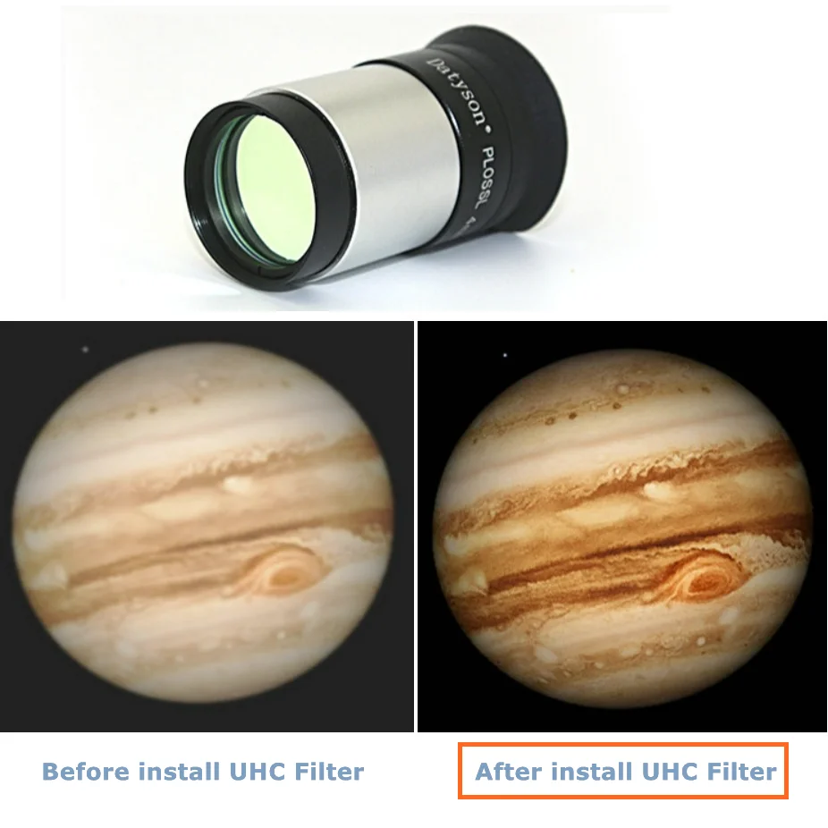 Filtro de bloque de daño de luz UHC, bloqueo de luz urbana, lente de contaminación, telescopio astronómico, ocular, observación de espacio profundo, 1,25"