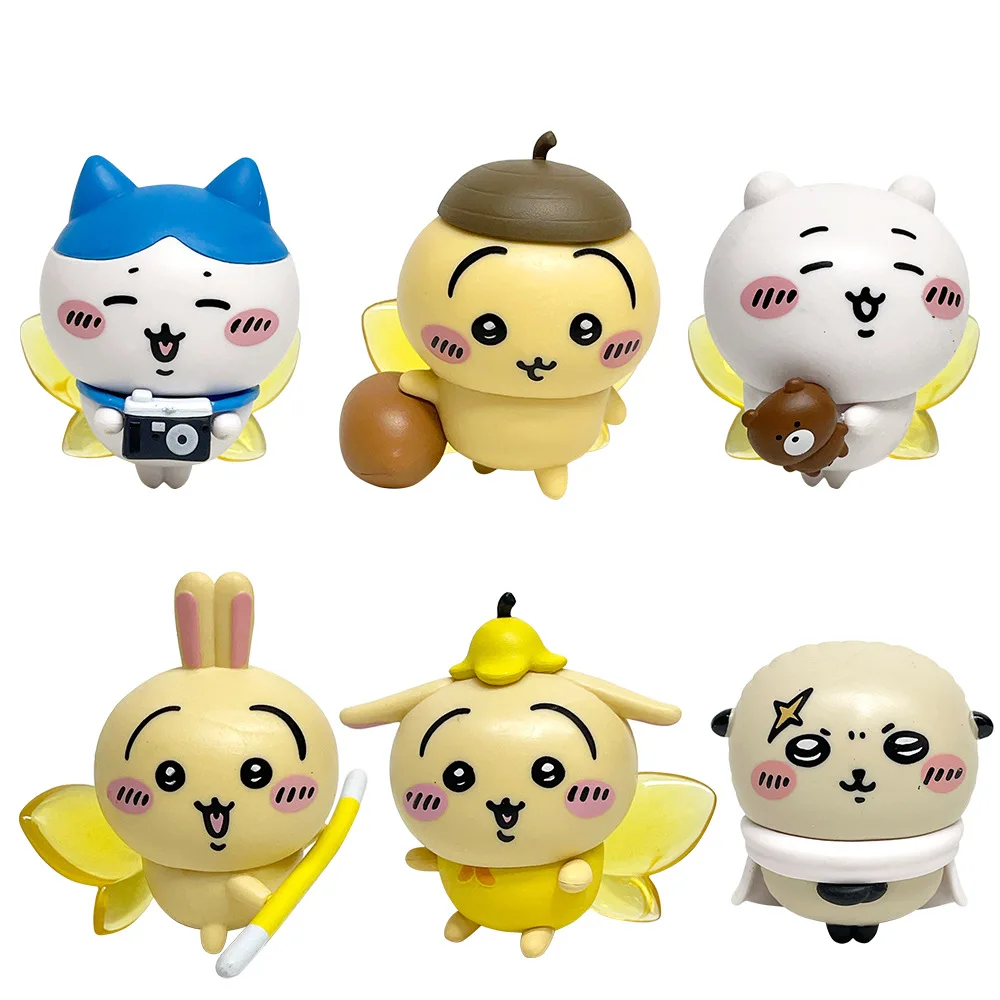6 stuks Chiikawa Anime Cartoon Kawaii Hachiware Usagi Blind Box Happy Partner Figuur Bureauversiering Cadeau om aan vrienden te sturen
