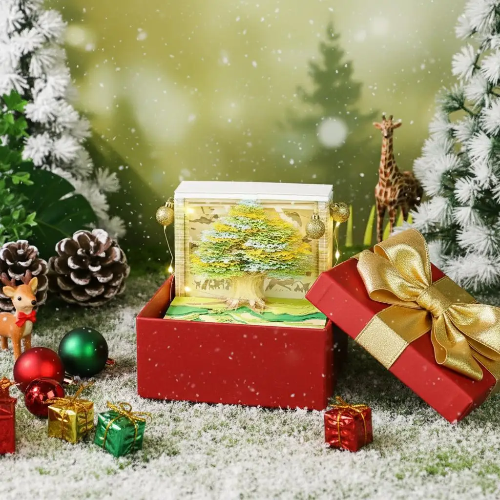 Sakura Treehouse 2026 Calendar With Lights 3D Paper Craft Notepad Memo Pad Block Notes Paper Stationery Accessories Decor gift