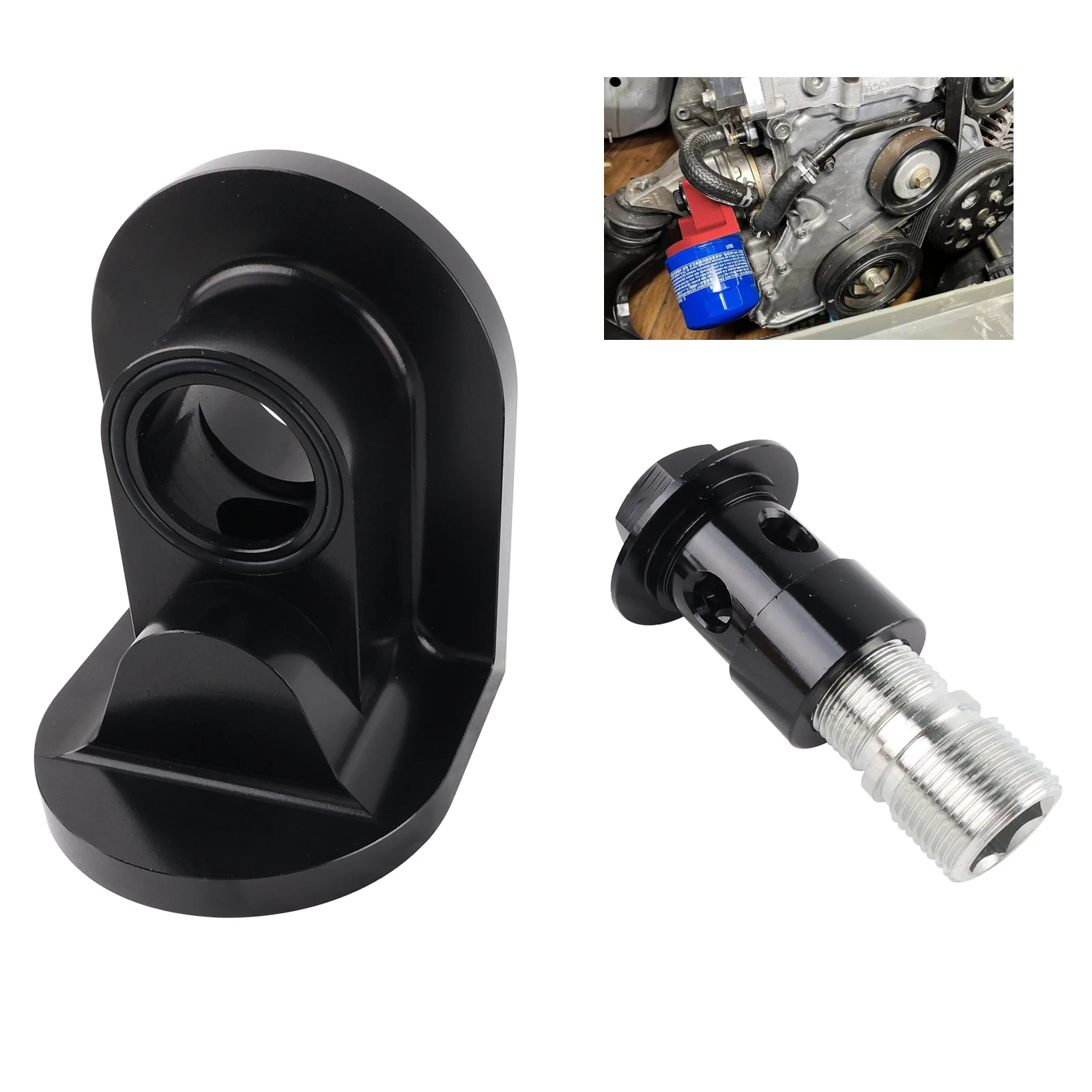 

Детали двигателя, 90-градусный адаптер для перемещения масляного фильтра, черный алюминий для автомобилей Honda EG EK Civic K B D H F серии