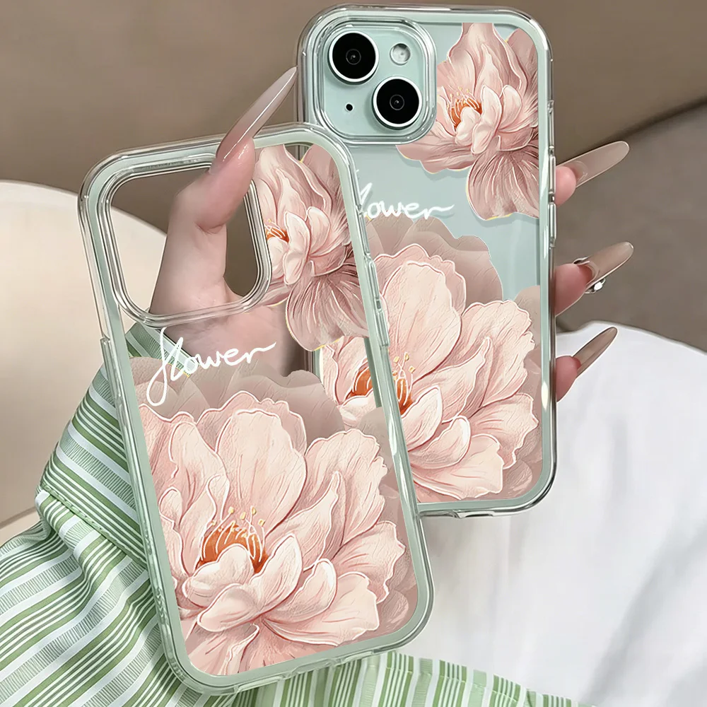 Elegant Flowers Clear Phone Case For iPhone 17 13 16 15 11 12 14 Pro Max 17 Air XR X Case Silicone 2 IN 1 Shockproof Soft Cover - view 5