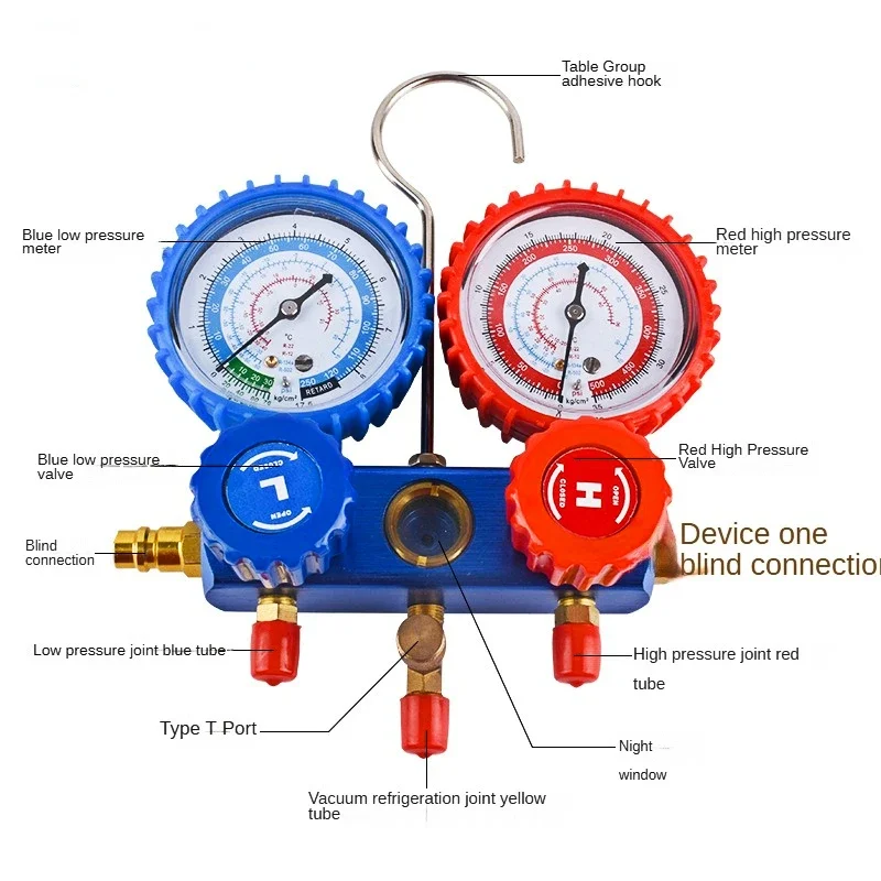 NEW Car Air Conditioning Pressure Manifold Gauge Hose Kit R22 R-410A R-134a R-404A Refrigerant Pressure Gauge Set Storage Box