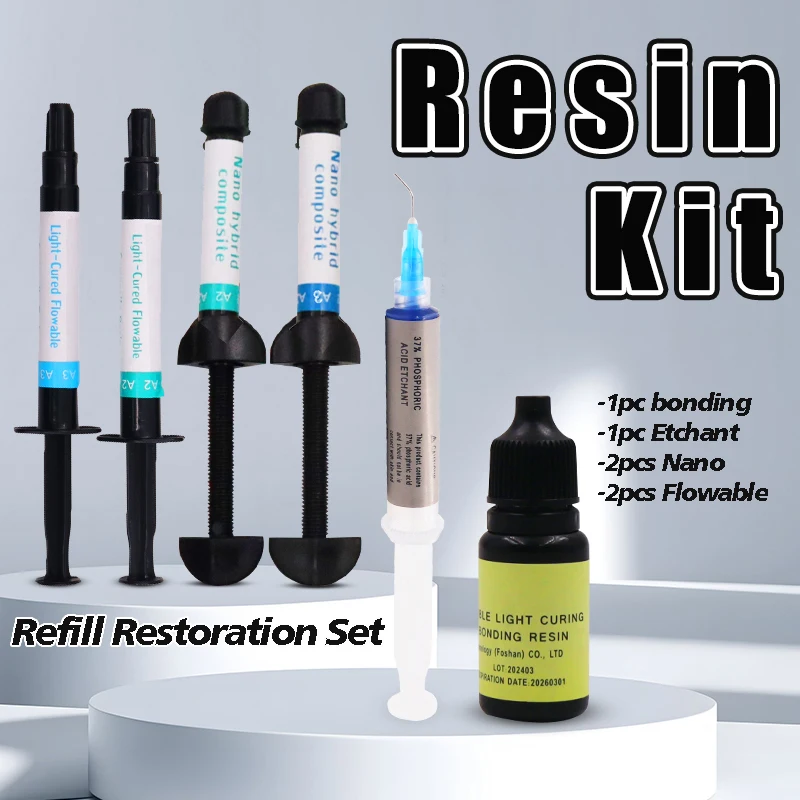 Dental Resin Flowable Light Curing A2 A3 Universal Shade Syringe Acid Etch Gel Adhesive Bonding Whole Kit Dentist Consumables