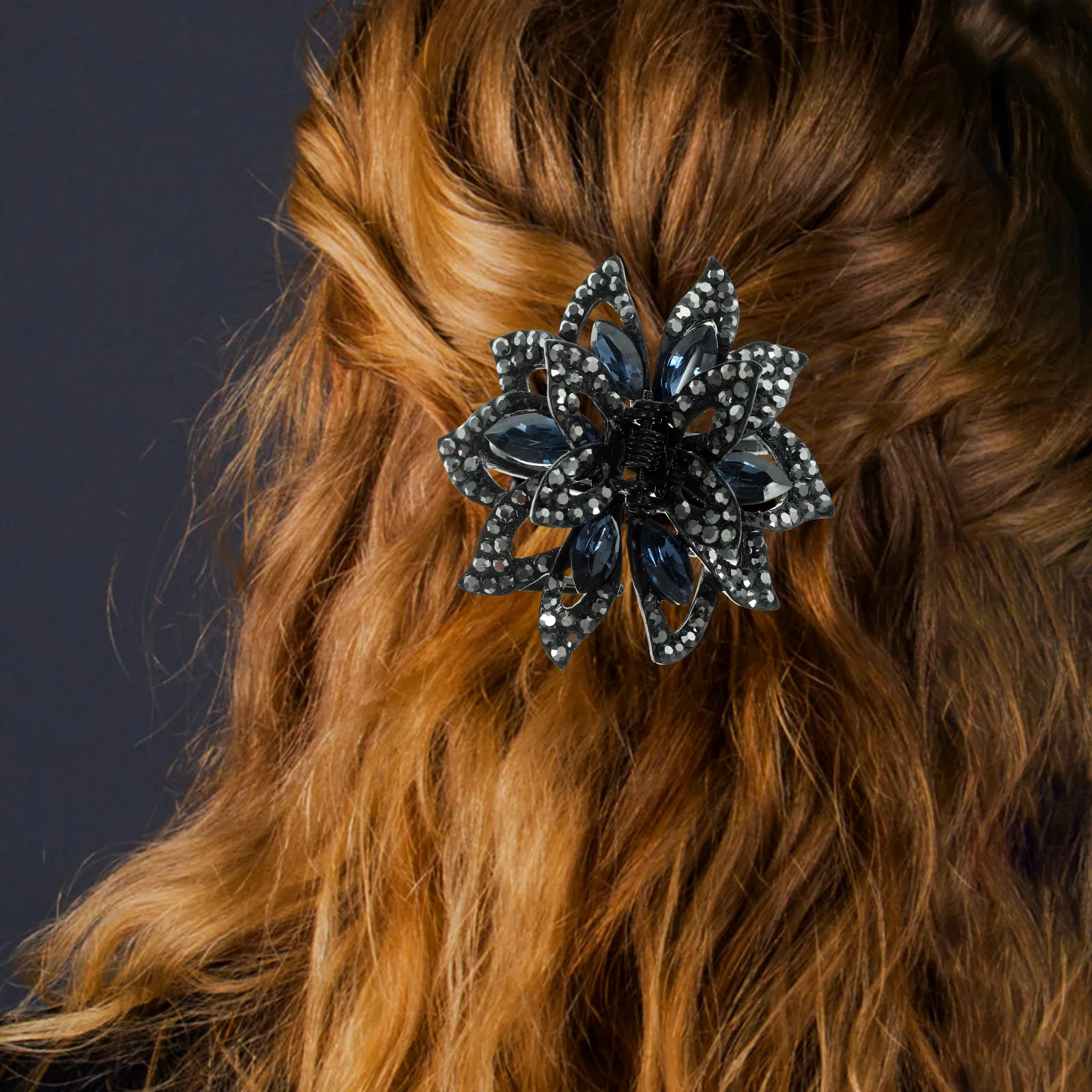 

Flower Shaped Rhinestone Hair Claw Clip Women Stylish Decorative Jaw Clip for Daily Use Wedding Party Cooking Face Washing