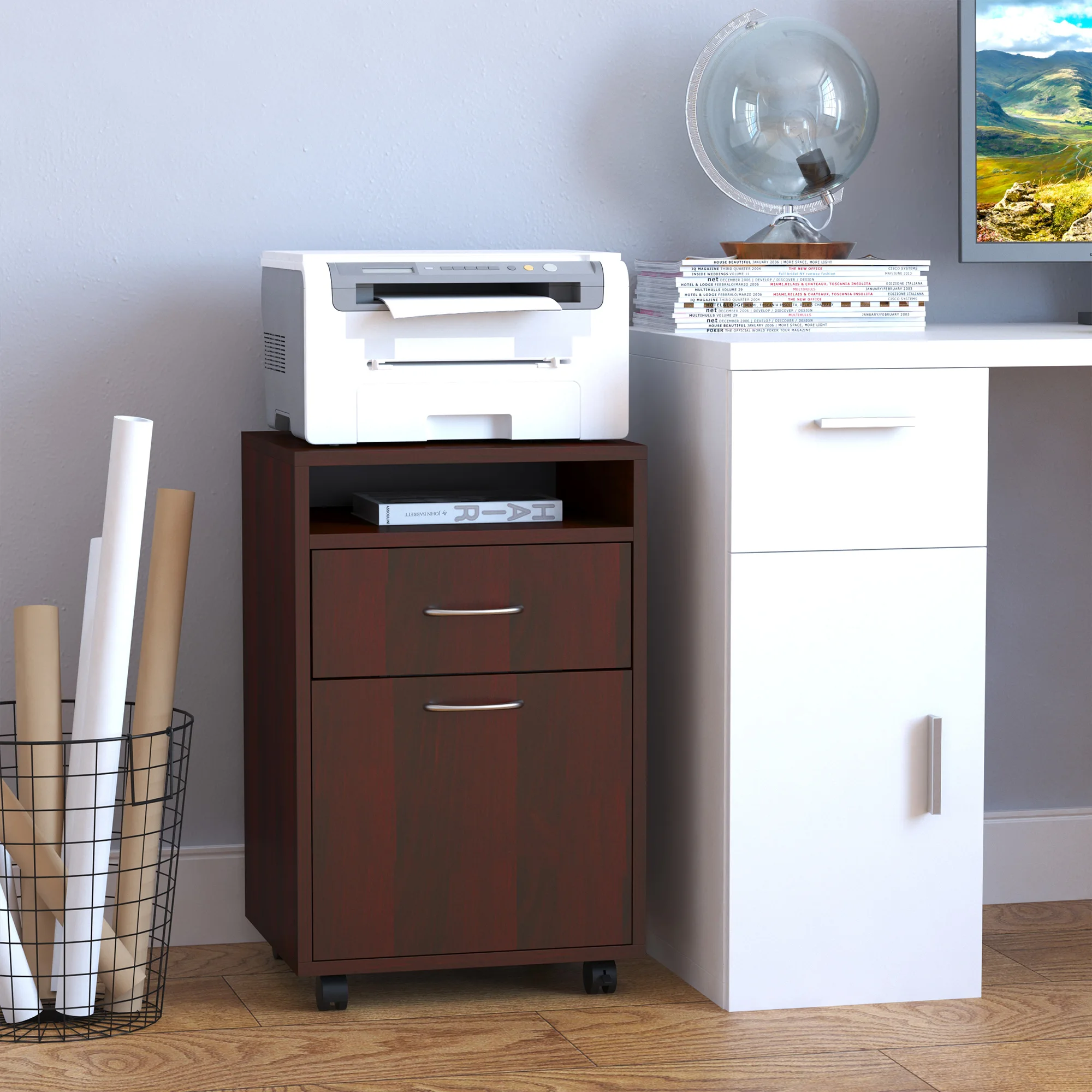 

Storage Cabinet, Wooden Construction, for Kitchen/Study/Bedroom/Living Room/Office, Document & Stuff Storage