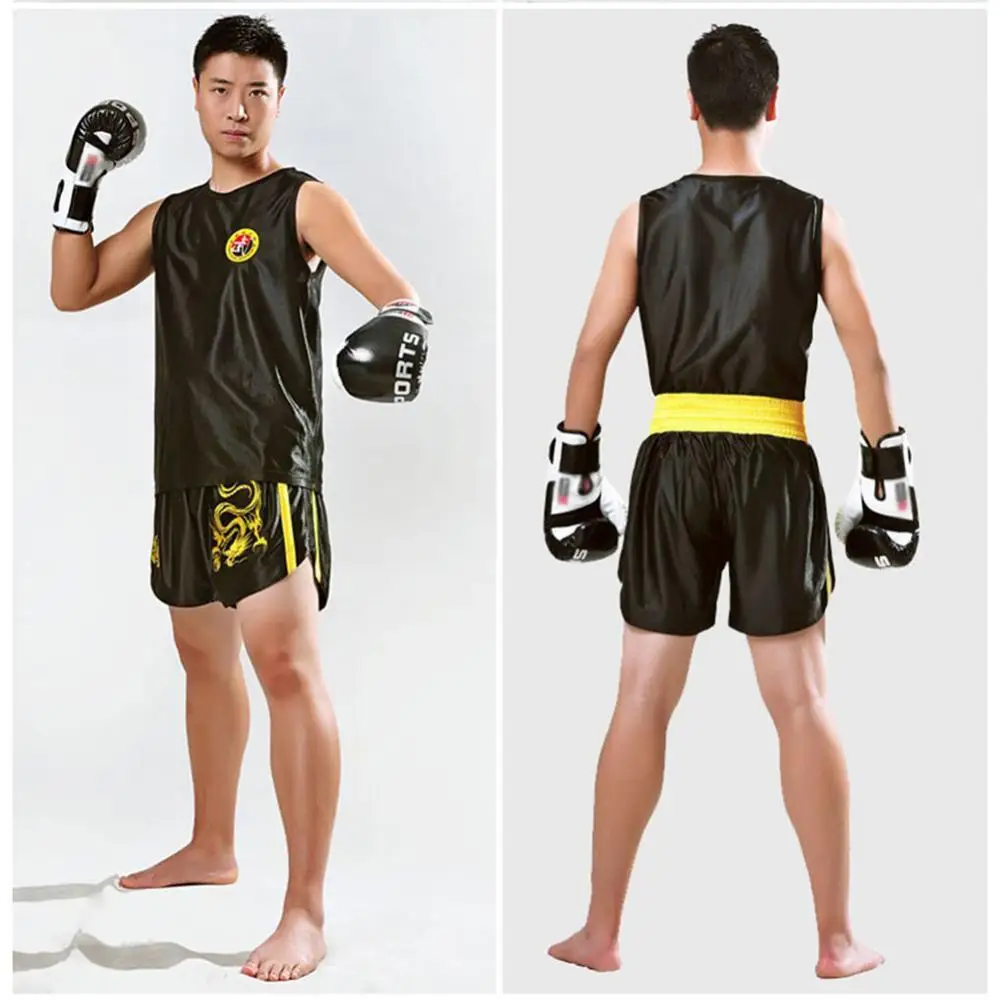 Kids Adults Dragon Pattern Taekwondo Boxing Muay Thai T Shirt Shorts Set Kungfu Wushu Martial Arts Sanda Rashguard Boxing Pants