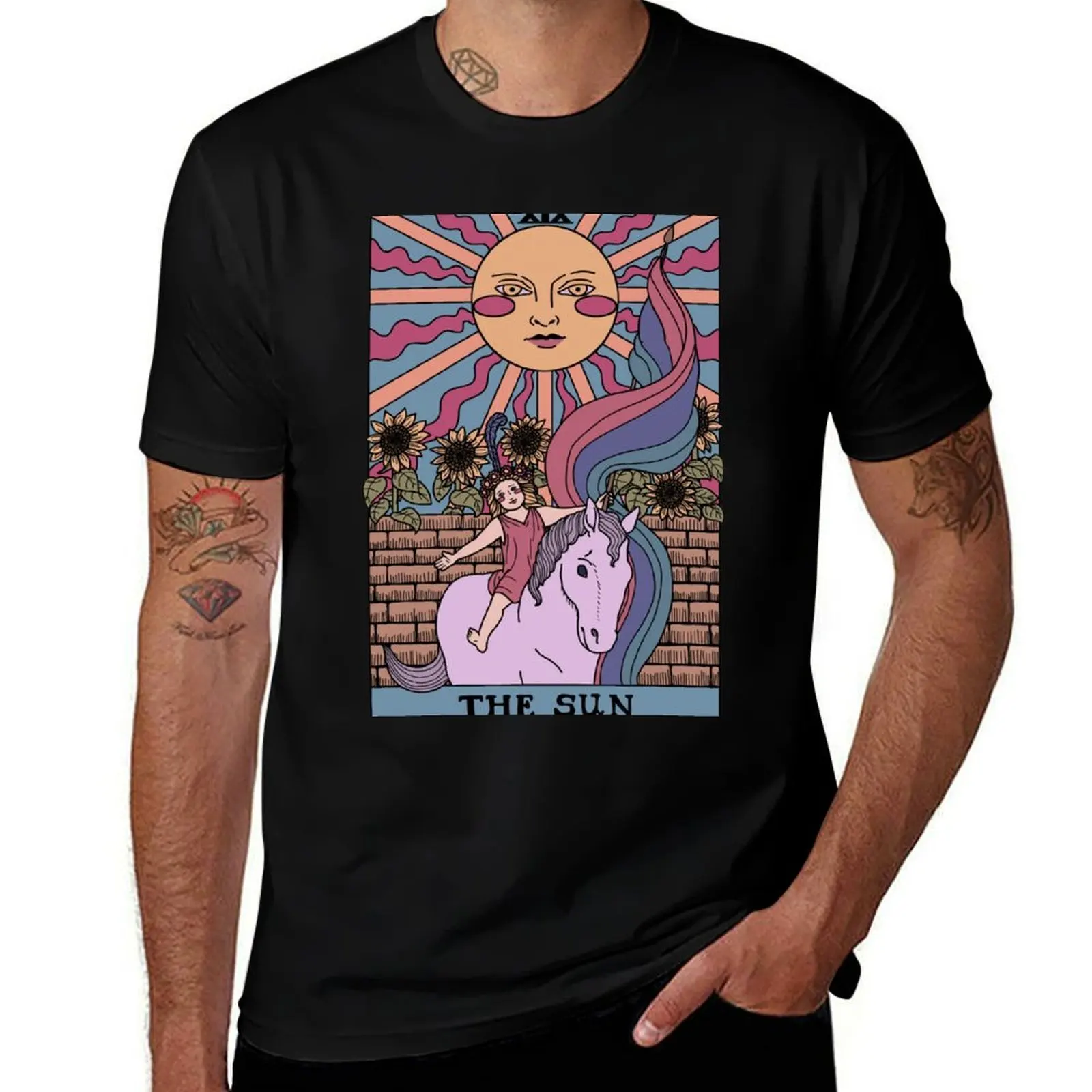 

Traditional Tarot - The Sun - Bisexual Pride Flag T-Shirt customs design your own blue lock anime t shirts mens designer t shirt