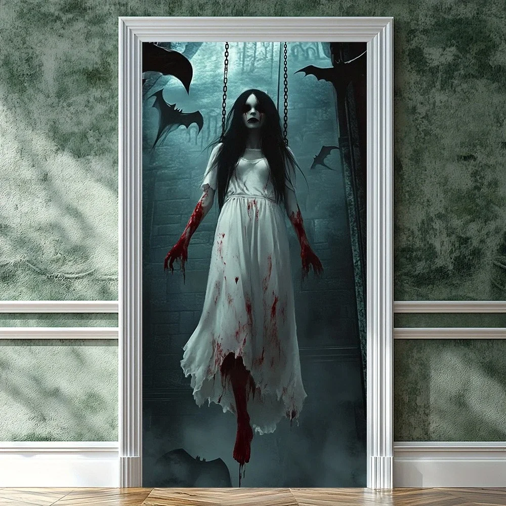 Descubre el encanto del espíritu malvado: Fondo de banner 2D para fiestas y decoración temática