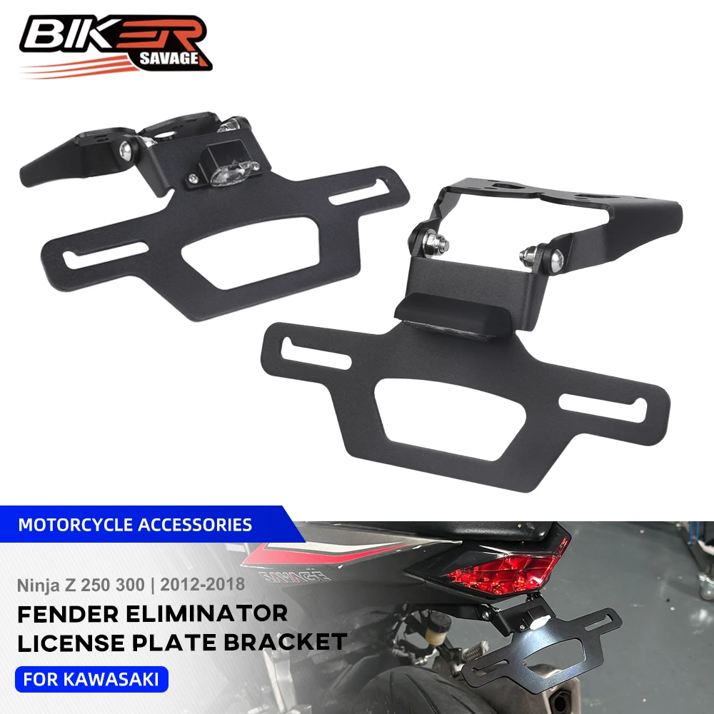 

Держатель номерного знака для Kawasaki Ninja 250 300 Z250 Z300 2012-2018, регулируемый задний хвостовой кронштейн, светодиодный светильник, фиксатор крыльев
