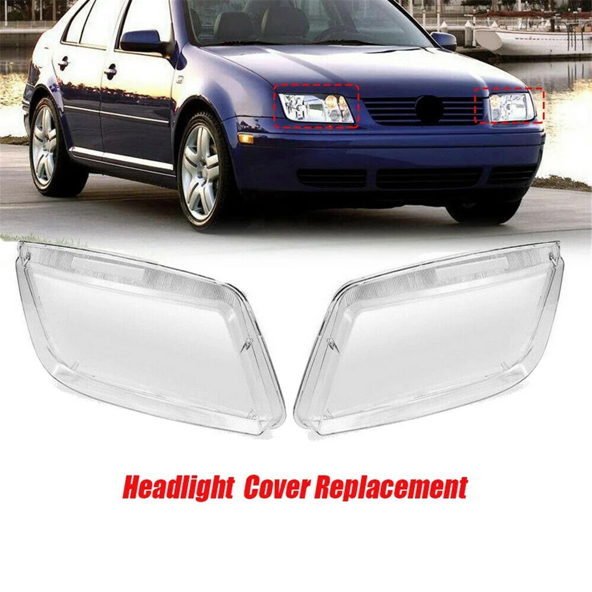 Left Side Headlight Lens Cover for VW Bora Jetta MK4 1999-2004 Car Head Glass Case Lampshade Front Light Shell Cover