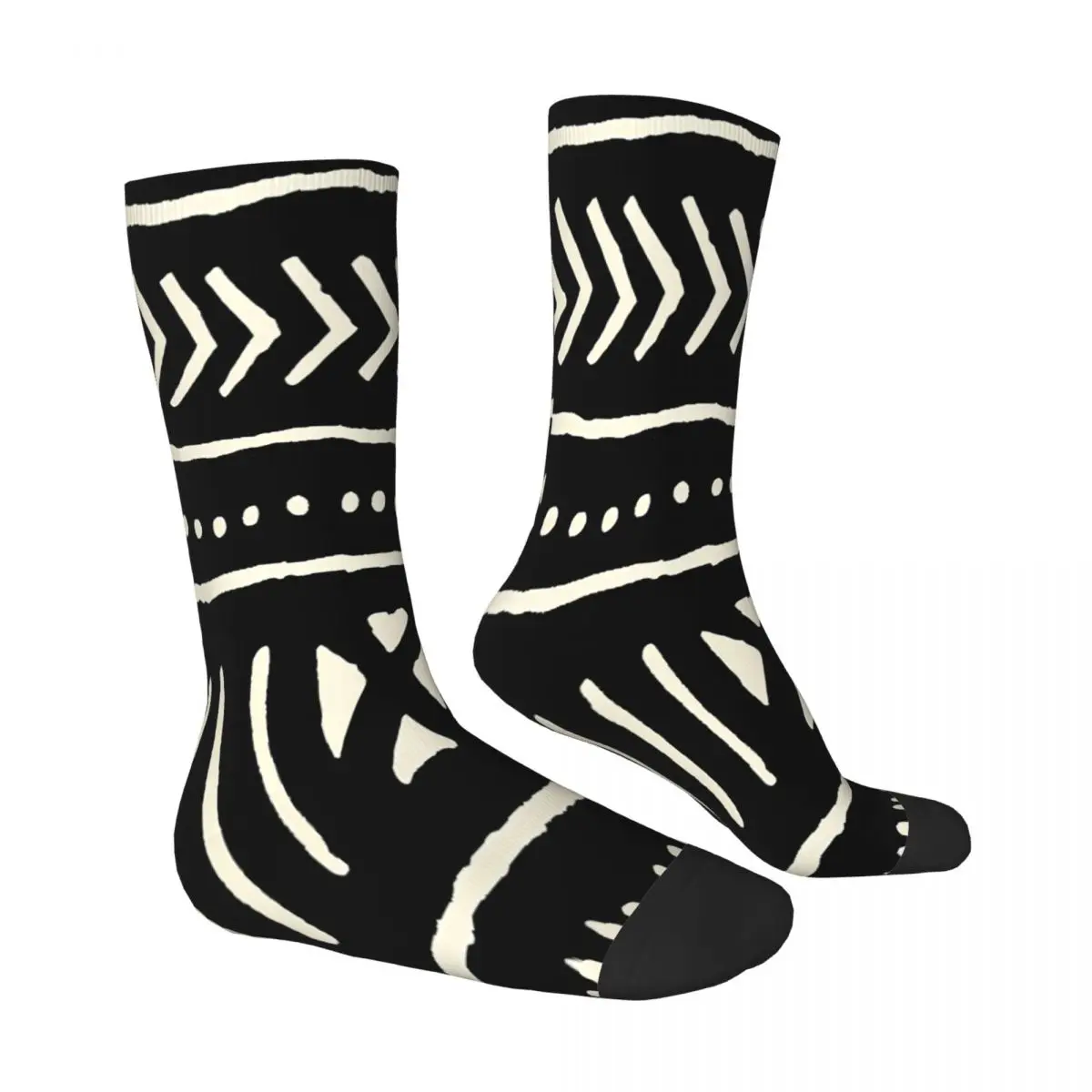 African Mud Cloth Black And White Socks Male Mens Women Winter Stockings Harajuku