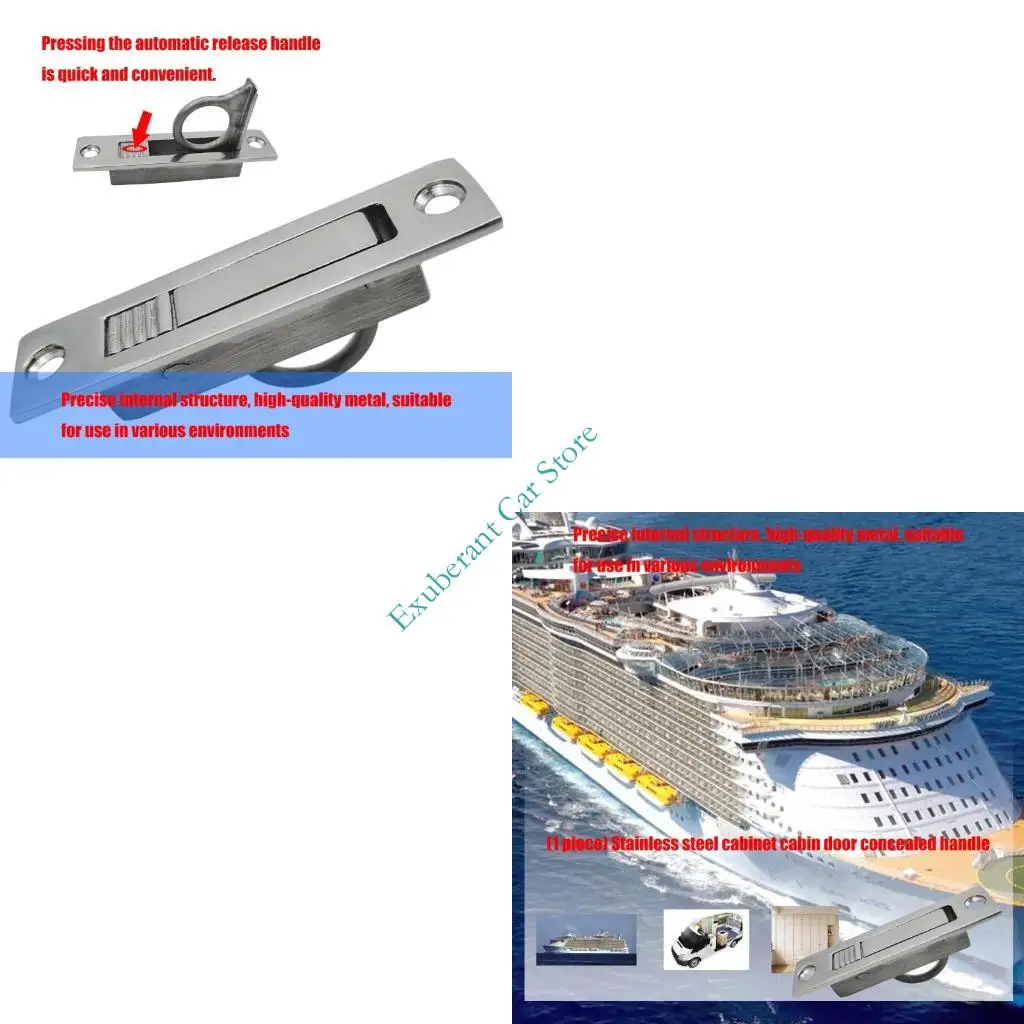 

H3CE Marine Stainless Steel Flush Mount Handle Pocket Door Pull Universal Installation For Cabinets