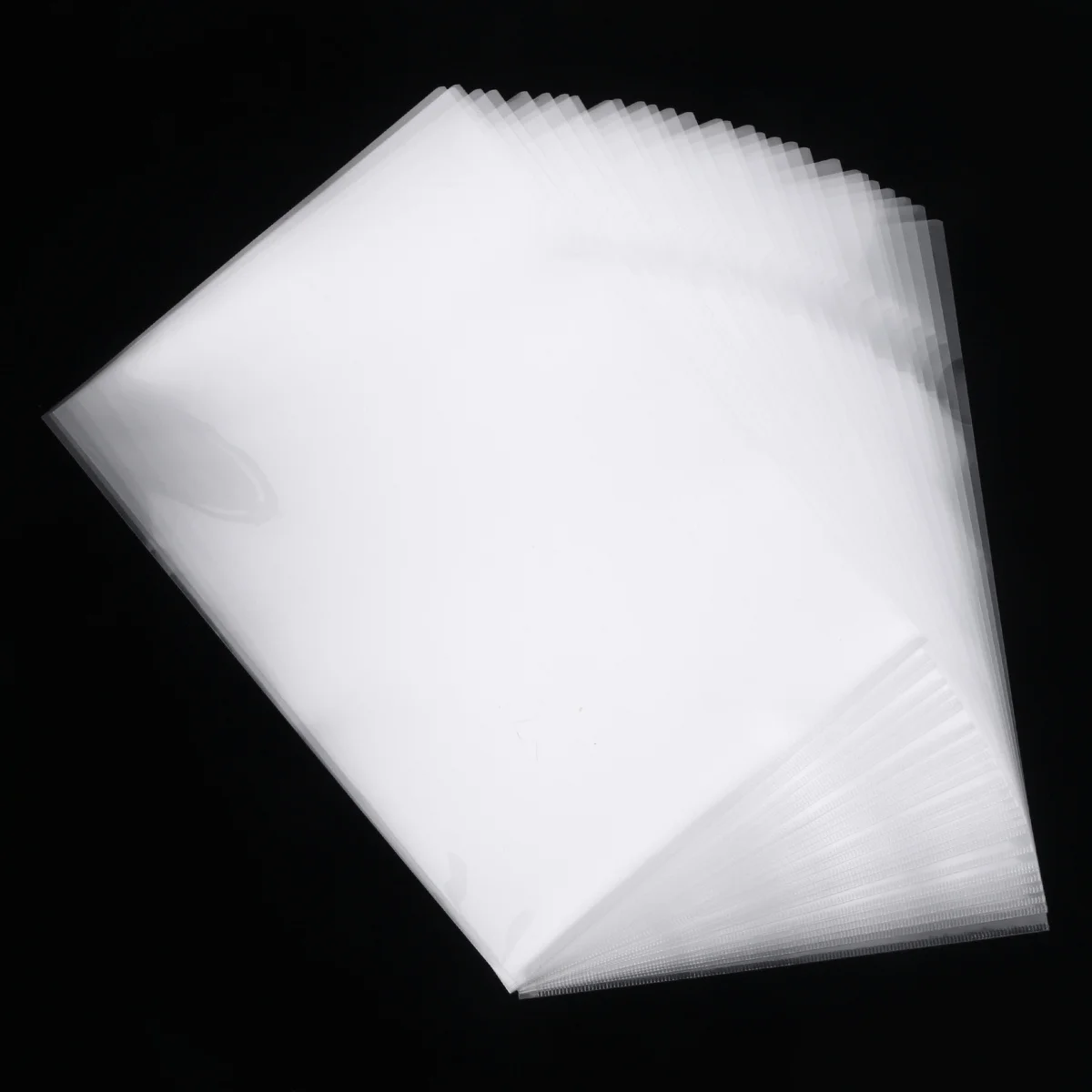 Cartella di file trasparente A4 da 30 pezzi Organizzatore di documenti in plastica a forma di L per uso professionale Comodo supporto per gestione