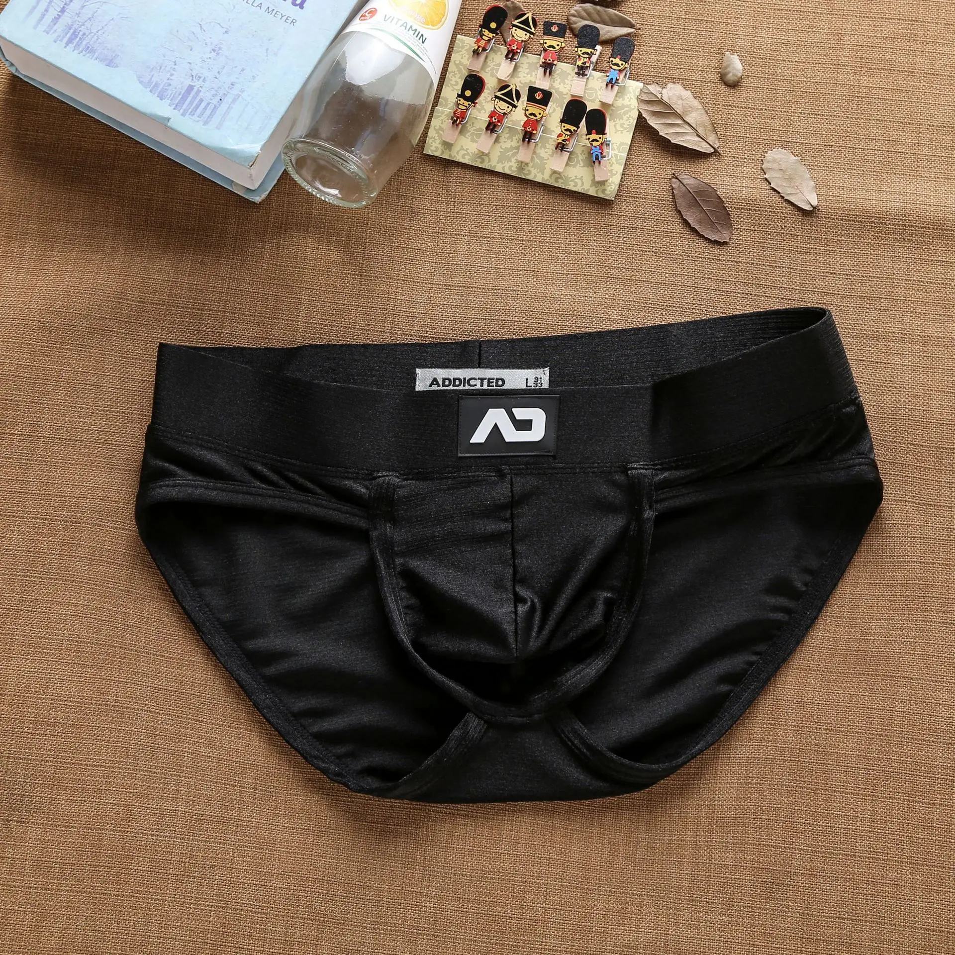 Men\'s low rise nylon drawstring briefs AD3-M257