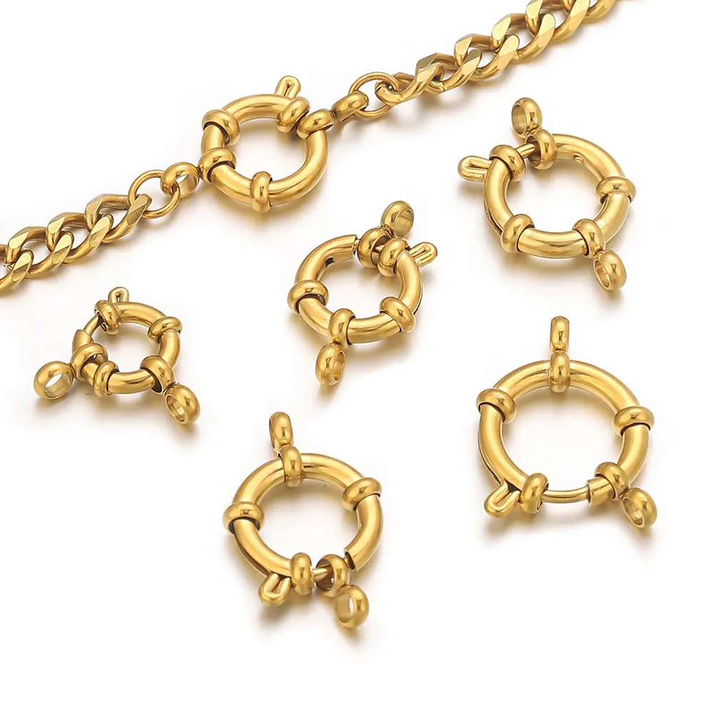 

4 шт., пружинные застежки из нержавеющей стали, крючки, концевые соединители, круглые 10/12/14/16 мм для DIY ожерелья, браслетов, изготовления ювелирных изделий, оптовая продажа