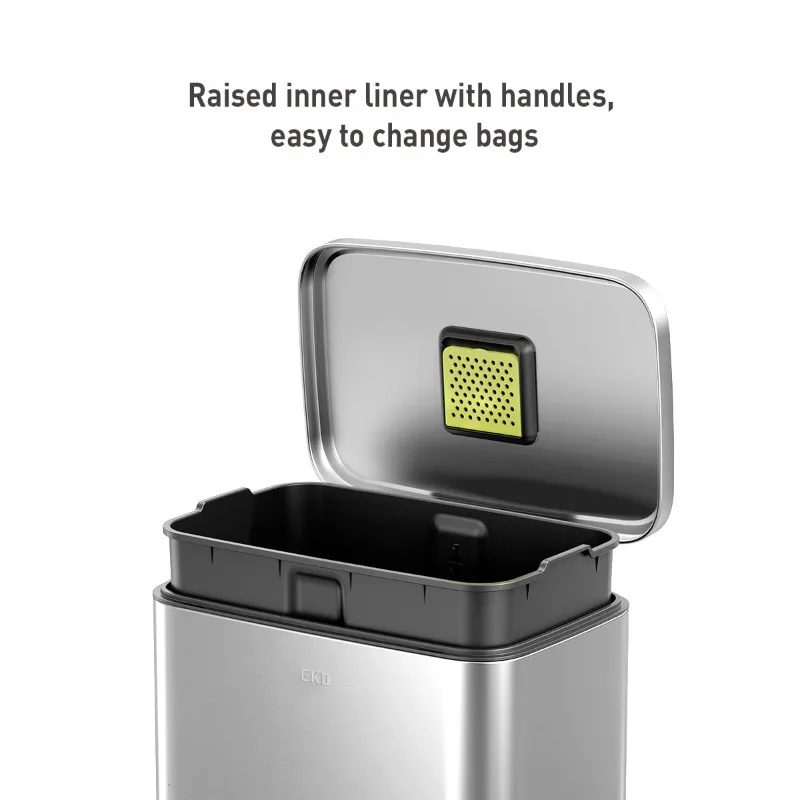 Madison Brushed Stainless 50 Liter/13.2 Gallon Step Trash Can with Inner Liner - Fingerprint Resistant Finish