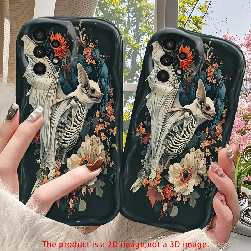 Gothic Bat Skeleton Flower 3D Phone Case For Samsung Galaxy A56 S25 Ultra S26 S24 Plus A55 A57 A36 A37 A07 A06 A15 A17 A27 Cover