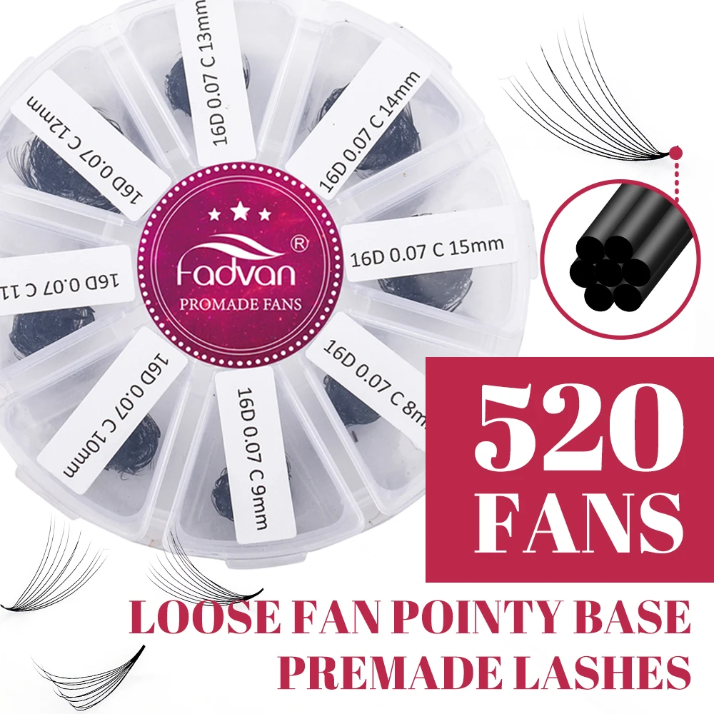 Fadvan Loose Fan Premade Lashes 3D/5D/6D/10D/14D/16D Eyelash Extensions Pointy Stem Russia Volume Lash Soft Thin Root 520 Fans