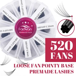 Fadvan Loose Fan Premade Lashes 3D/5D/6D/10D/14D/16D Eyelash Extensions Pointy Stem Russia Volume Lash Soft Thin Root 520 Fans