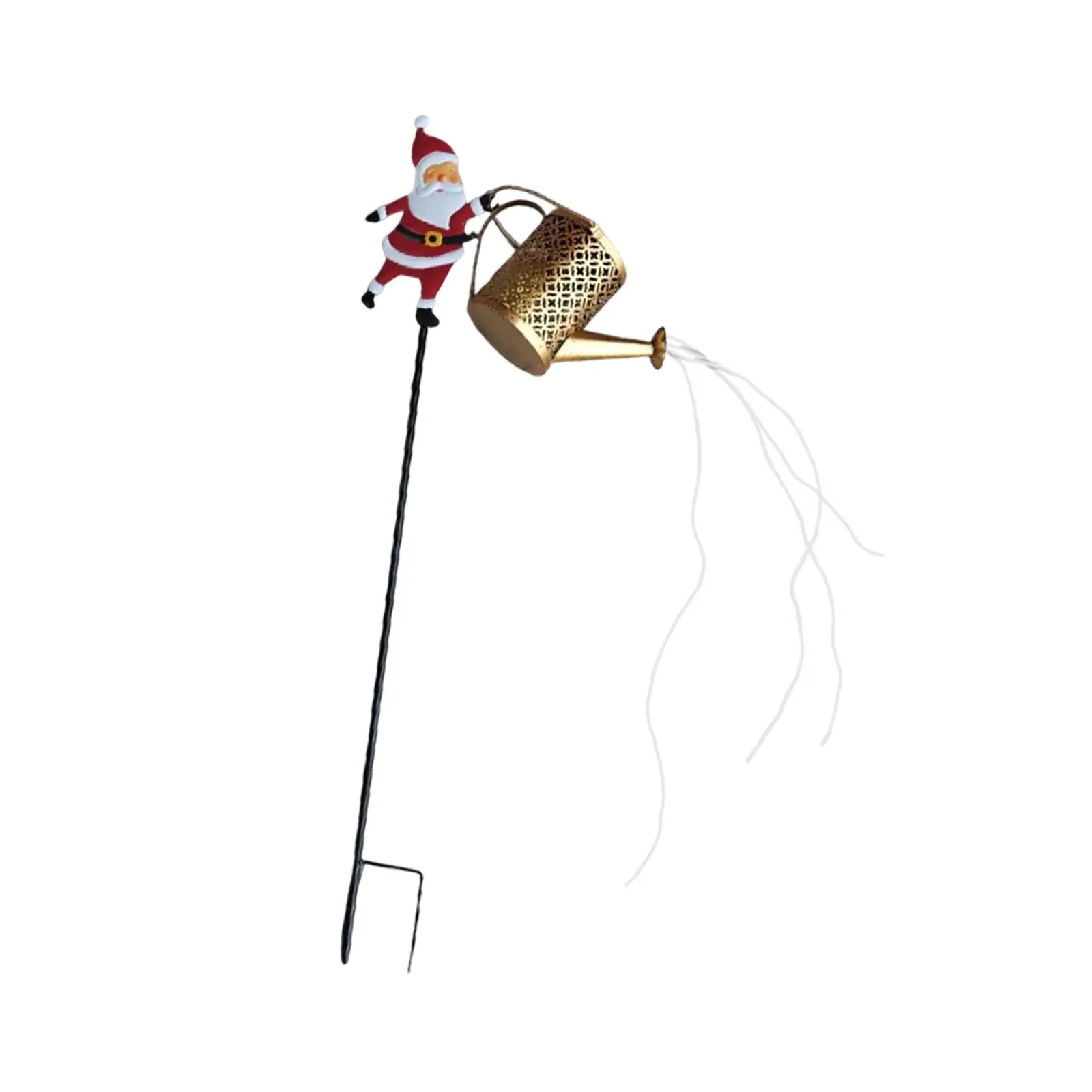 Festive Solar Santa Watering Can Lamp Waterproof Garden Decor Lights with Stake for Porch Patio Yard